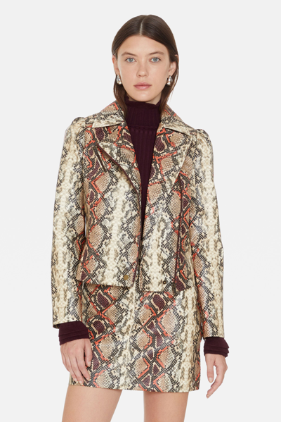 Marie Oliver Maeve Moto Jacket In Snakeskin Faux Leather