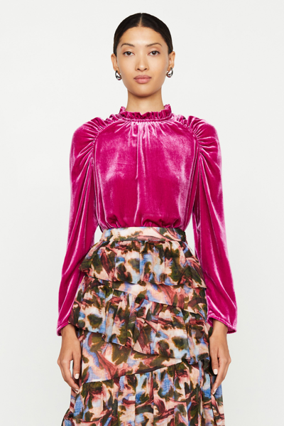 Marie Oliver Layla Blouse In Hibiscus Pink Velvet