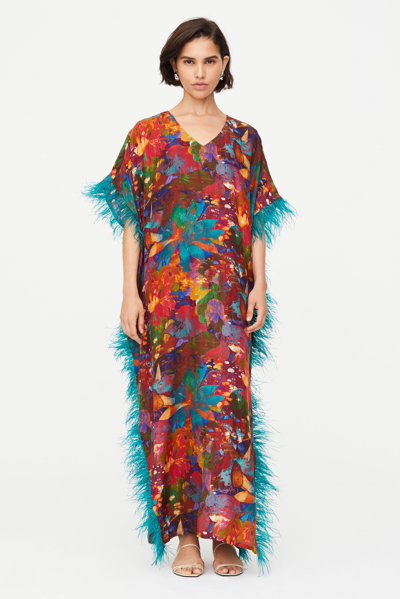 Marie Oliver Maura Feather Caftan In Lotus