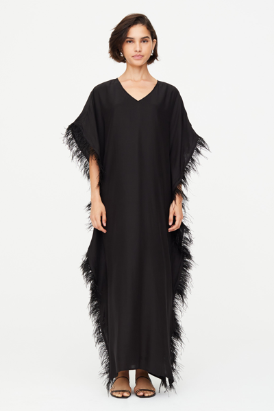 Marie Oliver Maura Feather Caftan In Black
