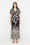 Marie Oliver Oliver Short-sleeve Printed Silk V-neck Kaftan In Onyx Tree