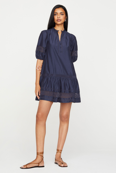 Marie Oliver Ruby Lace-inset Flounce Mini Dress In Midnight Ink