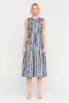 Marie Oliver Elenora Sleeveless Striped Cotton Midi Dress In Blazer
