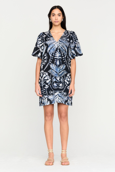 Marie Oliver Kiki Seersucker Shibori-print Mini Dress In Palmetto