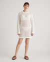 Quince Women's Open-knit Long Sleeve Cover-up Mini Dress In White