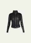 Blanc Noir Quilted Leather & Mesh Moto Jacket In Black