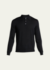 Bergdorf Goodman Long-sleeve Cashmere Polo Sweater In Black