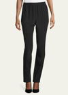 Eskandar Slim-leg Silk Trousers, Black