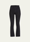 Mother Insider Crop Step Fray Jeans In Black