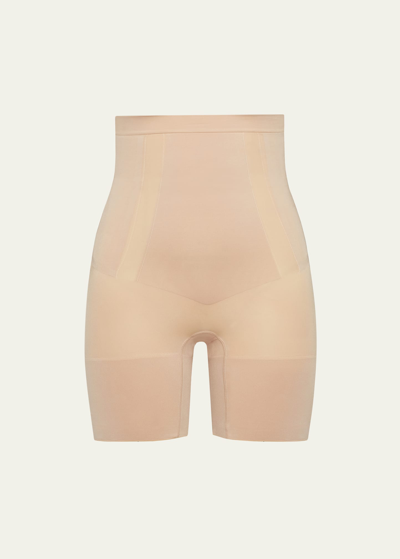 Spanx Oncore High-waisted Mid-thigh Shorts In Neutral