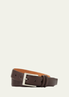 W. Kleinberg Basic Leather Belt With Interchangeable Buckles, Brown