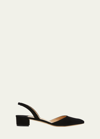 Manolo Blahnik Aspro Suede Block-heel Slingback Pump In Black