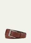 W. Kleinberg Matte Alligator Belt With Interchangeable Buckles In Brown