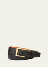 W. Kleinberg Basic Leather Belt With Interchangeable Buckles, Black