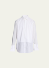 Brioni Pleated Poplin French-cuff Dress Shirt In White