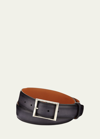 Berluti Classic Calf Leather Belt In Black