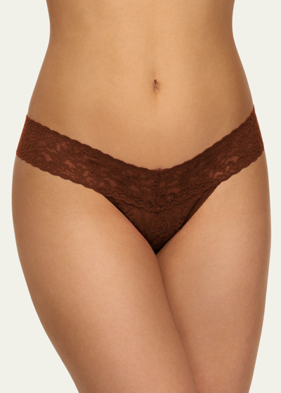 Hanky Panky Signature Lace Low-rise Thong In Brown