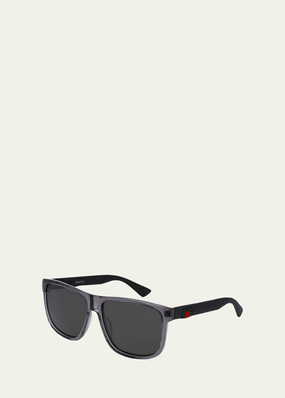 Gucci Polarized Square Acetate Sunglasses, Gray