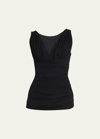 Norma Kamali Tara Mio V-neck Solid One-piece Swimsuit In Black