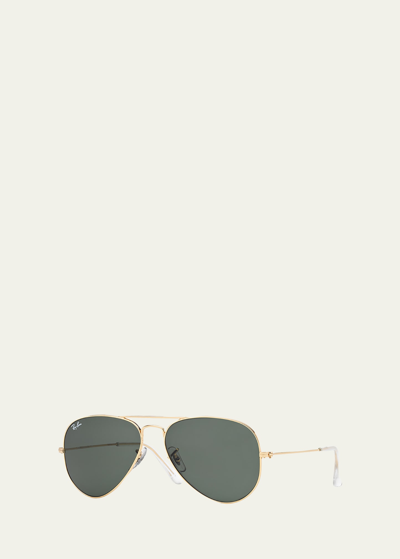 Ray Ban Monochromatic Metal Aviator Sunglasses, Yellow Pattern In Green