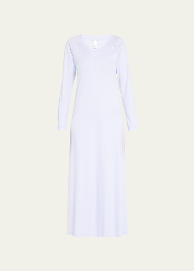 Hanro Pure Essence Long Sleeve Gown In Blue Glow