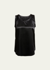 Lafayette 148 Perla Luxe Reversible Silk Charmeuse Shell In Black