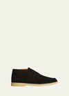 Loro Piana Men's Open Walk Suede Chukka Boots In Black