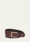 Bontoni Men's 35mm Burnished Leather Belt In Burgundy