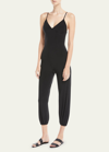 Norma Kamali V-neck Sleeveless Jogger Jumpsuit In Black