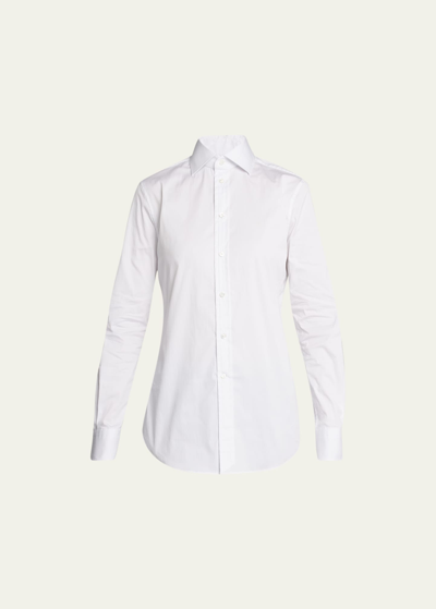 Ralph Lauren Charmain Stretch Poplin Shirt In White