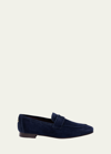 Bougeotte Suede Slip-on Penny Loafer, Navy In Blue