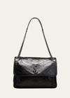 SAINT LAURENT NIKI LARGE FLAP YSL SHOULDER BAG IN CRINKLED LEATHER