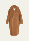 Max Mara Double-breasted Camel Hair Blend Teddy Coat In Brown