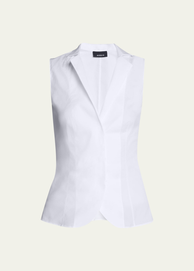 Akris Notched Stand-collar Sleeveless Button-front Blouse In White