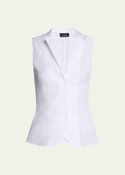 Akris Notched Stand-collar Sleeveless Button-front Blouse