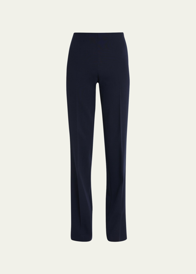 Akris Carole Straight-leg Wool Double-face Pants In Black