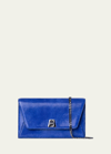 Akris Anouk Lizard-print Clutch Bag W/ Chain In Blue