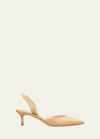 Manolo Blahnik Carolyne Leather Low-heel Slingback Pump In Brown