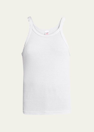 Re/done Ribbed Scoop-neck Fitted Tank In White