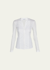 Akris Punto Long-sleeve Cotton Jersey-back Blouse In White