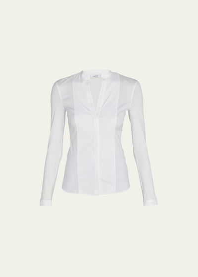 Akris Punto Long-sleeve Cotton Jersey-back Blouse