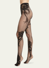 Natori Sheer Dragon Toss Fishnet Tights In Black