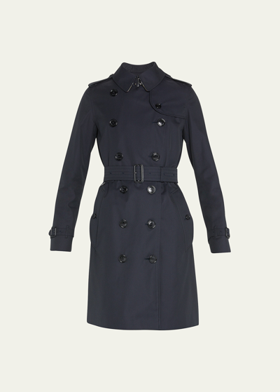 Burberry Kensington Heritage Belted Long Trench Coat In Black