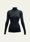 Hanro Womens Black Woolen Turtleneck Wool-silk Blend Top