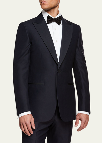 Zegna Men's Silk-lapel Wool Two-piece Tuxedo Suit In Black