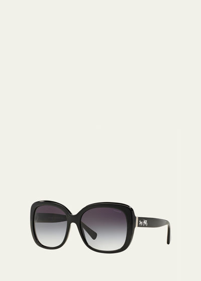 Coach Gradient Square Sunglasses W/ Logo Temples In Black