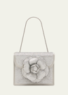 Oscar De La Renta Mini Tro Crystal Suede Crossbody Bag In Gray