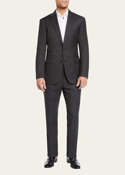 Ralph Lauren Purple Label Men's Two-piece Basic Wool Suit In Charcoal Multi