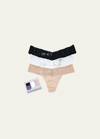 Hanky Panky 3 Pack Supima® Cotton Original Rise Thongs With Lace