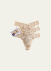 Hanky Panky Three-pack Original-rise Signature Lace Thong In Neutral